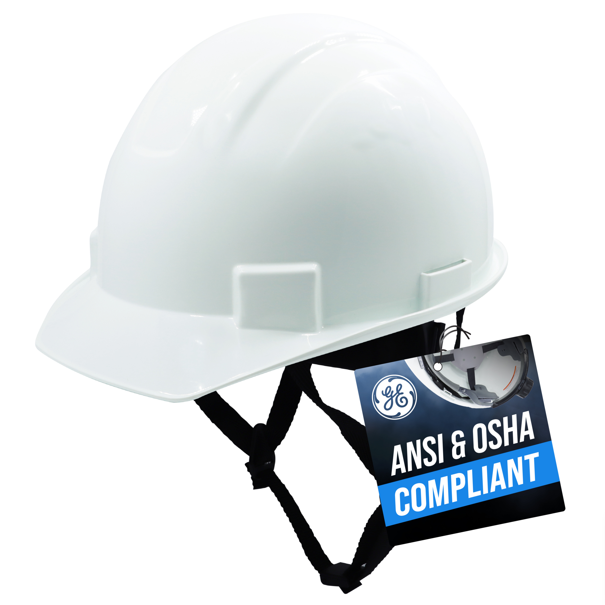General Electric, Hard Hat Safety Helmet, NonVented, One Size, White, Model# GH327W